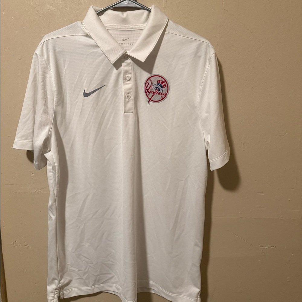 New York Yankees White Dri-Fit Franchise Polo by NIKE size L
